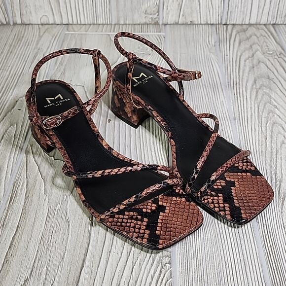 Marc Fisher LTD Jiny Leather Barely There Snake Print Sandals Womens 6.5 NEW - Picture 9 of 13